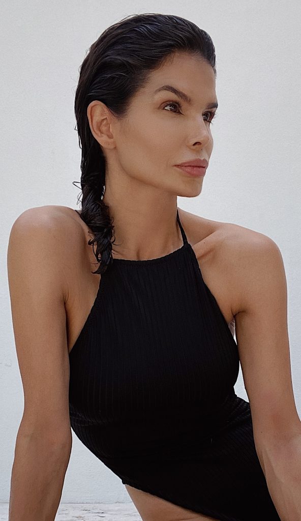 Fashion Influencer Victoria Barbara in Black Swimsuit