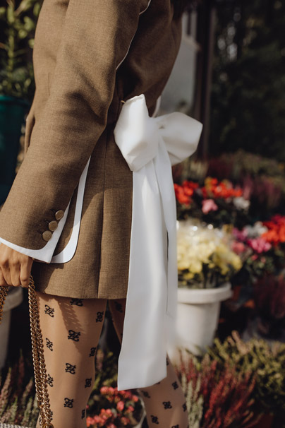 Victoria Barbara’s MFW Street Style Fendi White Poplin Bowtie Blouse