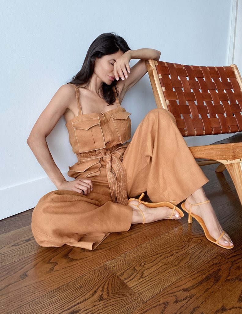 Fashion Blogger Victoria Barbara wearing Shona Joy Orange One Piece Jumpsuit