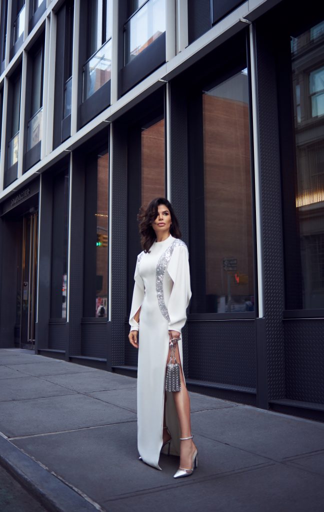 Victoria Barbara NYC Street Style in White Louis Vuitton Evening Dress