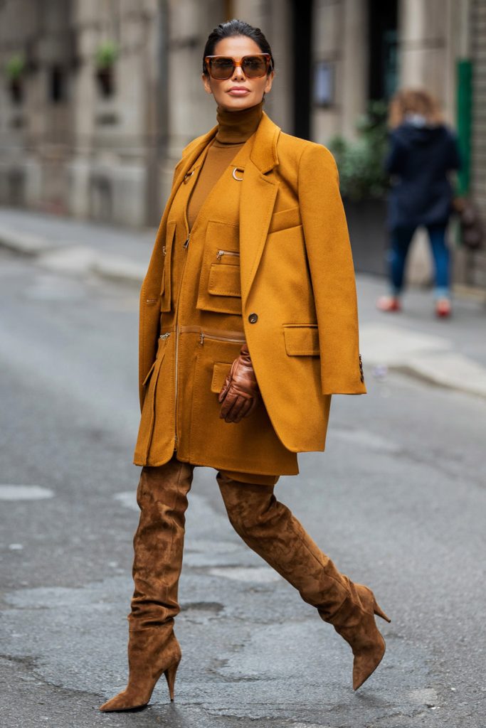 Victoria Barbara Street Style in Max Mara Camel Blazer