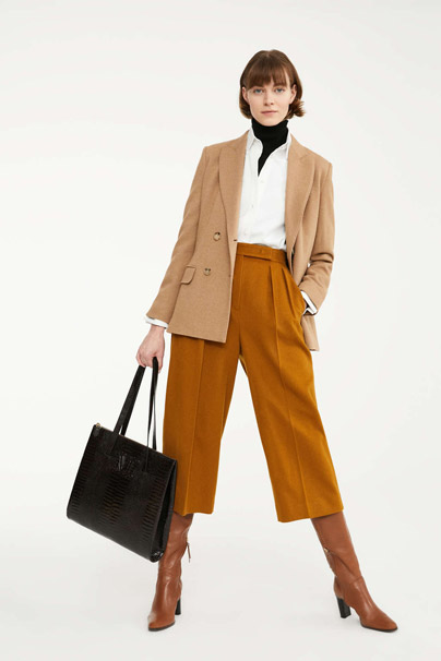 Max Mara Wide Leg Camel Trousers in Tobacco