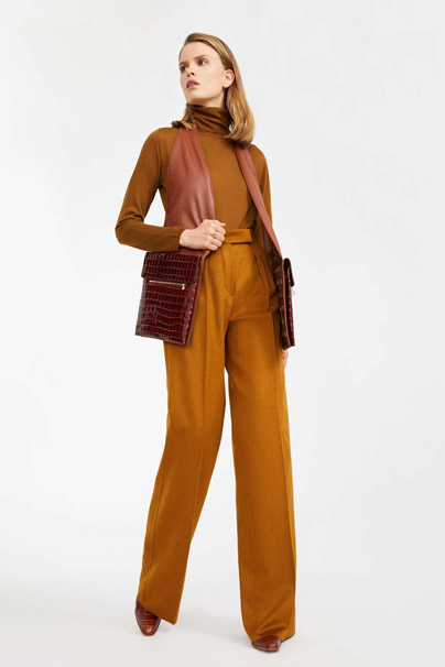 Max Mara Straight-Leg Camel Trousers in Yellow