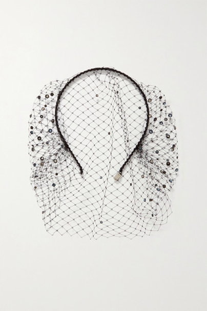 GIGI BURRIS Swarovski crystal-embellished silk-tulle veil 