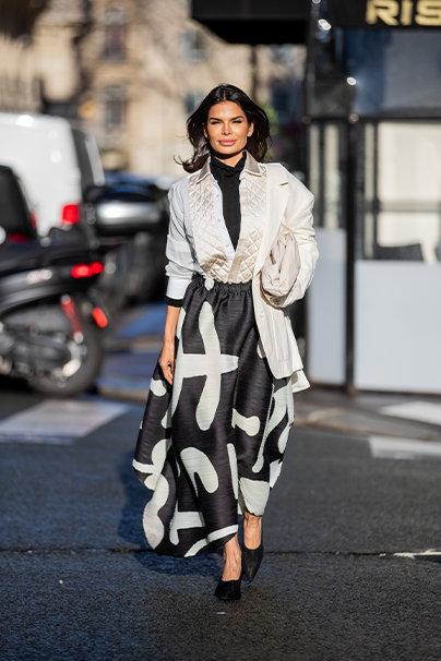 Victoria Barbara Paris Fashion Week 2020 Street Style in Issey Miyake