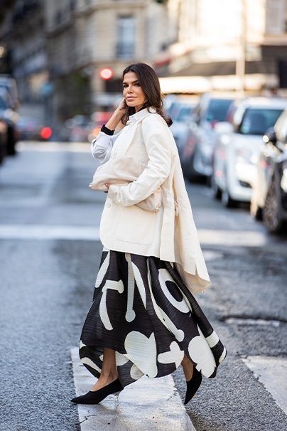 Victoria Barbara Paris Fashion Week 2020 Street Style in Issey Miyake