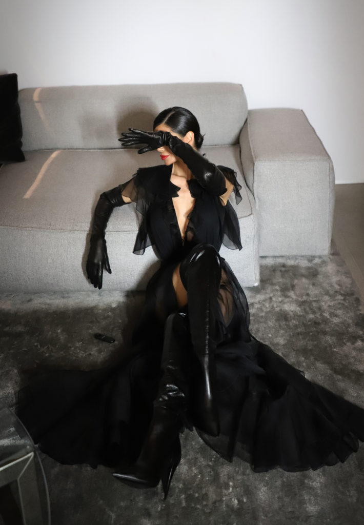 Fashion influencer and creative director Victoria Barbara wearing black Givenchy dress