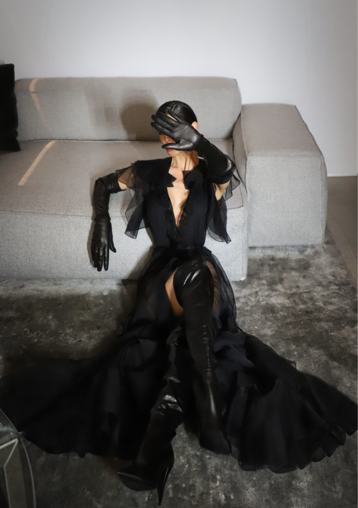 Fashion influencer and creative director Victoria Barbara wearing black Givenchy dress