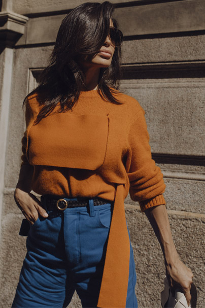 Victoria Barbara in Bottega Veneta at Milan Fashion Week 2019