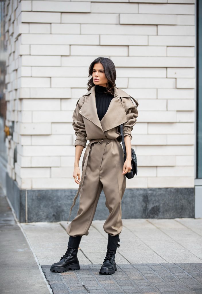 Victoria Barbara at NYFW 2020 in Khaki