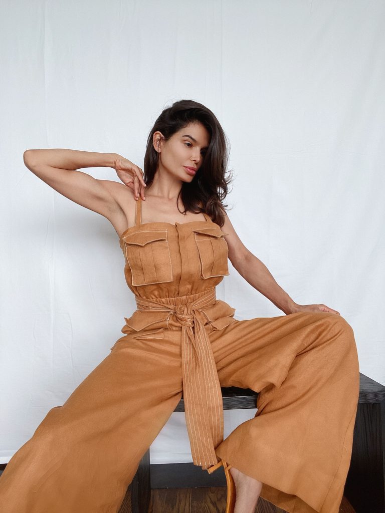 Fashion Blogger Victoria Barbara wearing Shona Joy Orange One Piece Jumpsuit