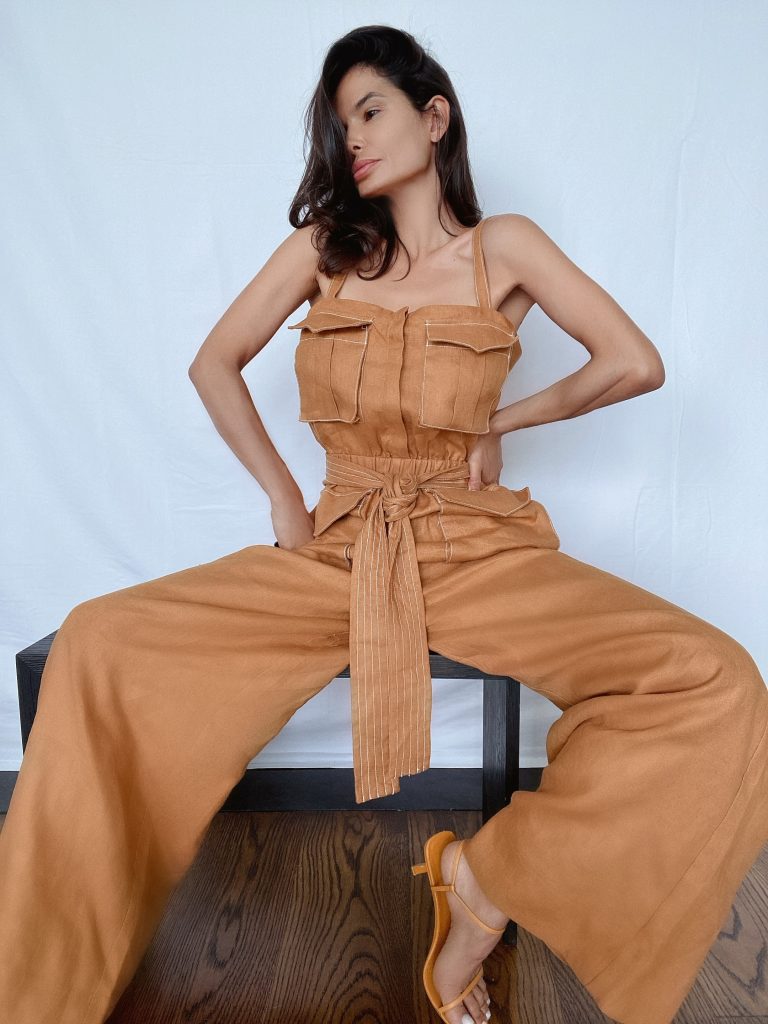 Fashion Blogger Victoria Barbara wearing Shona Joy Orange One Piece Jumpsuit