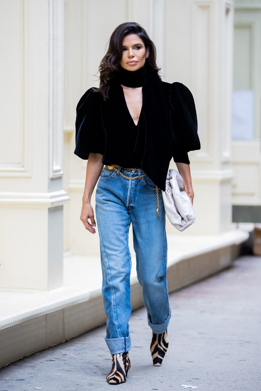 Victoria Barbara in Khaite with Bottega Veneta Pouch