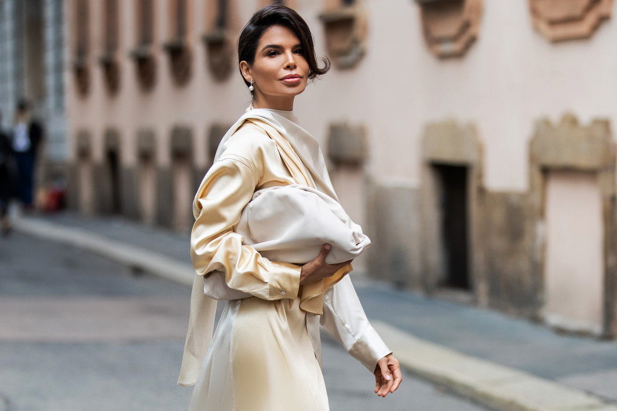 Victoria Barbara with Bottega Veneta Pouch