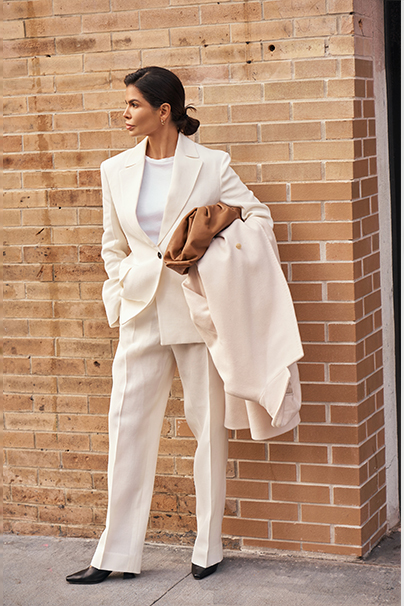 Victoria Barbara in Jil Sander White Suit