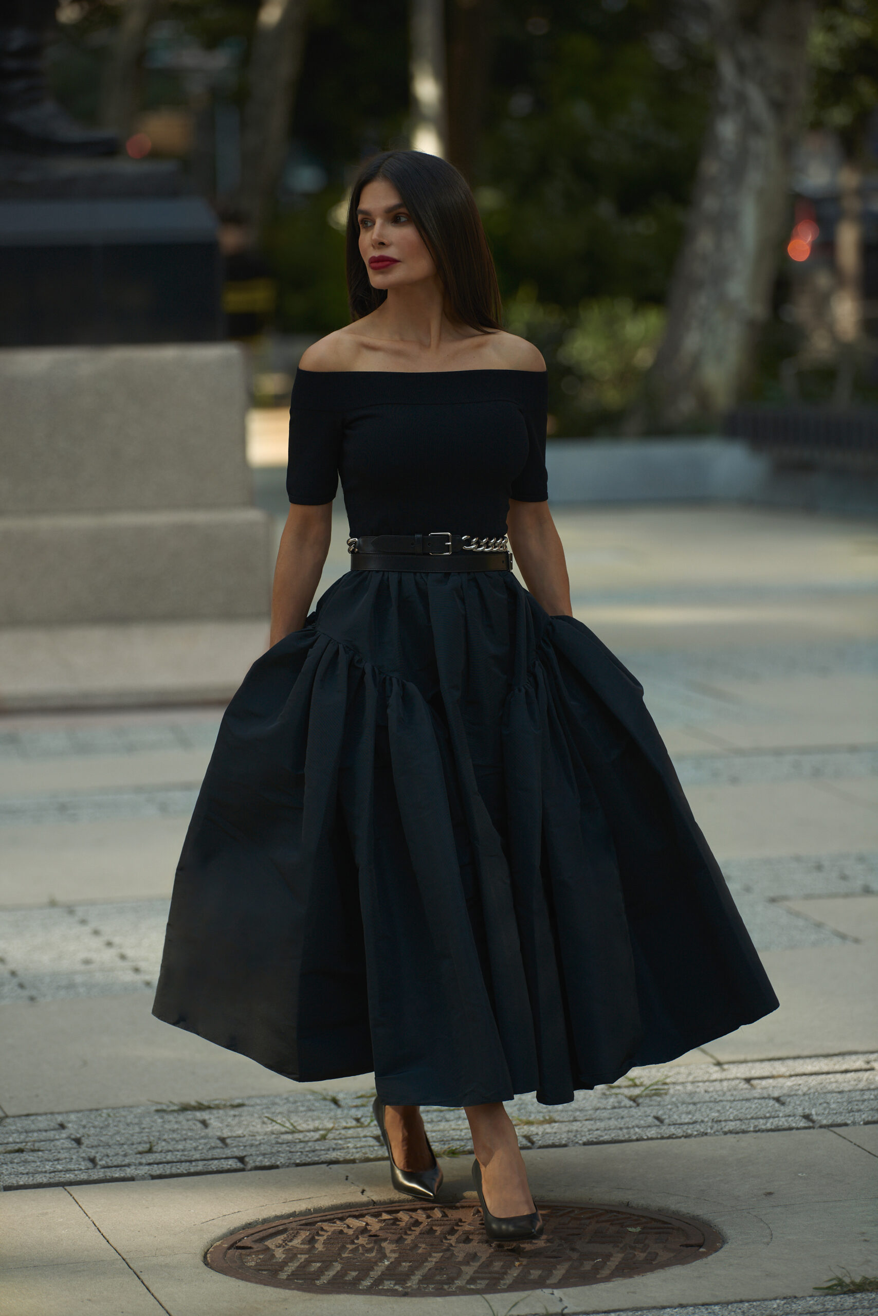 Victoria Barbara McQueen outfit detail at NYFW 2021