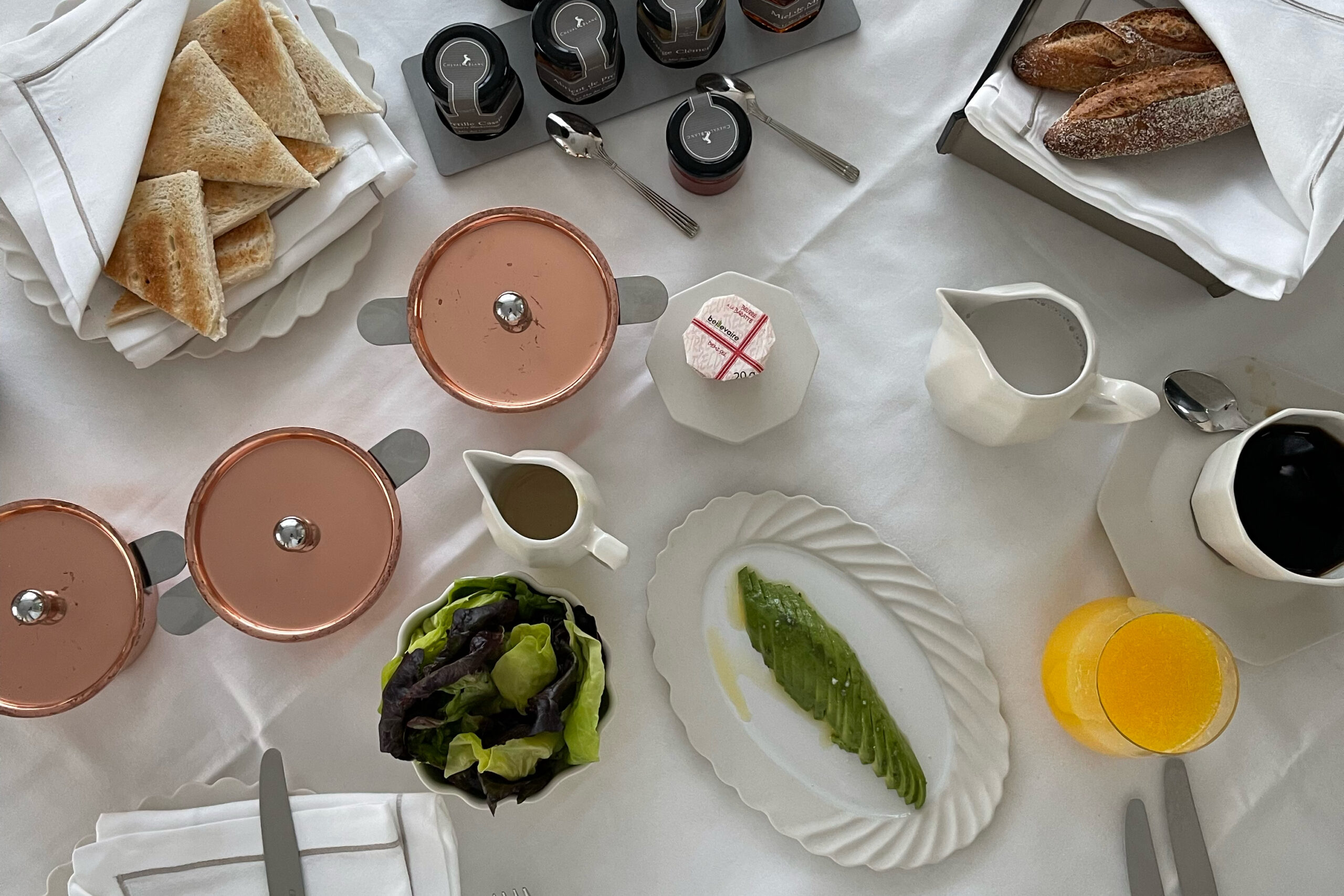 In-room breakfast service at Cheval Blanc Paris with curated table setting