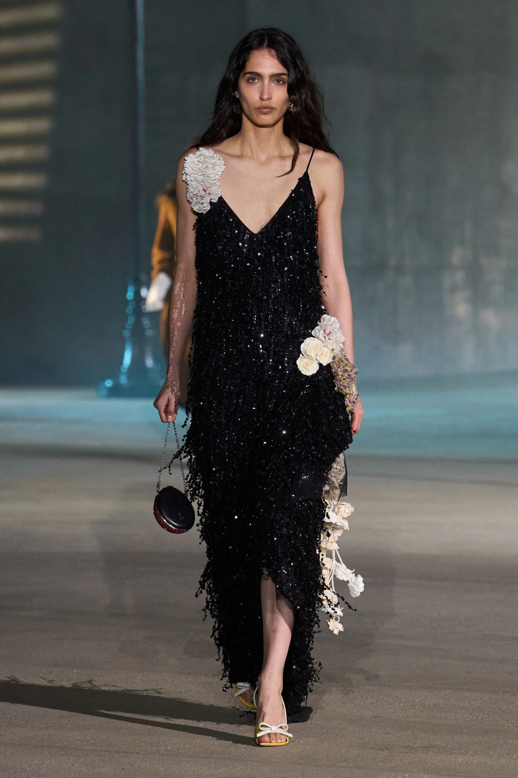 Christian Dior Resort 2027 black sequined floral evening dress