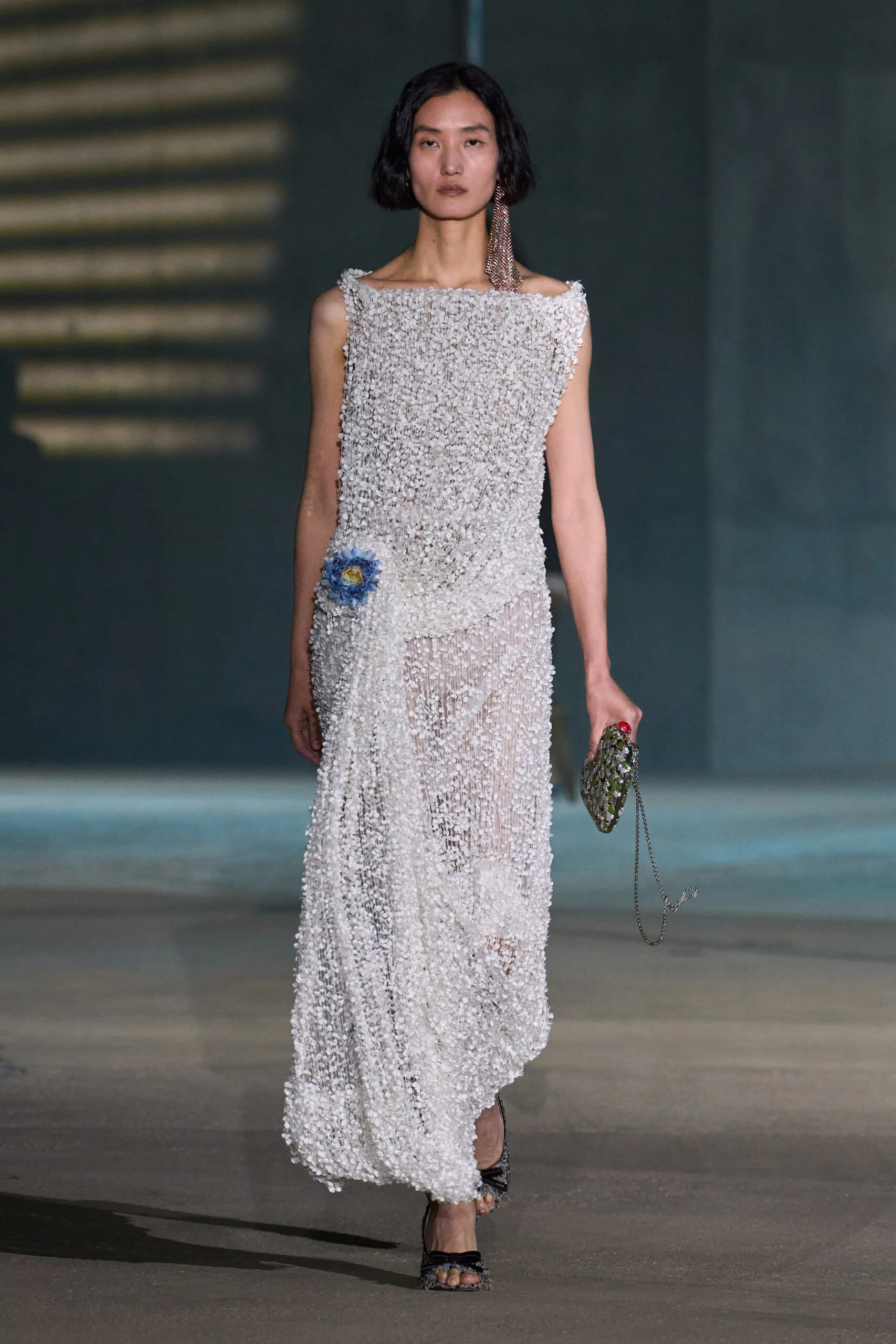 Christian Dior Resort 2027 white textured embellished evening dress