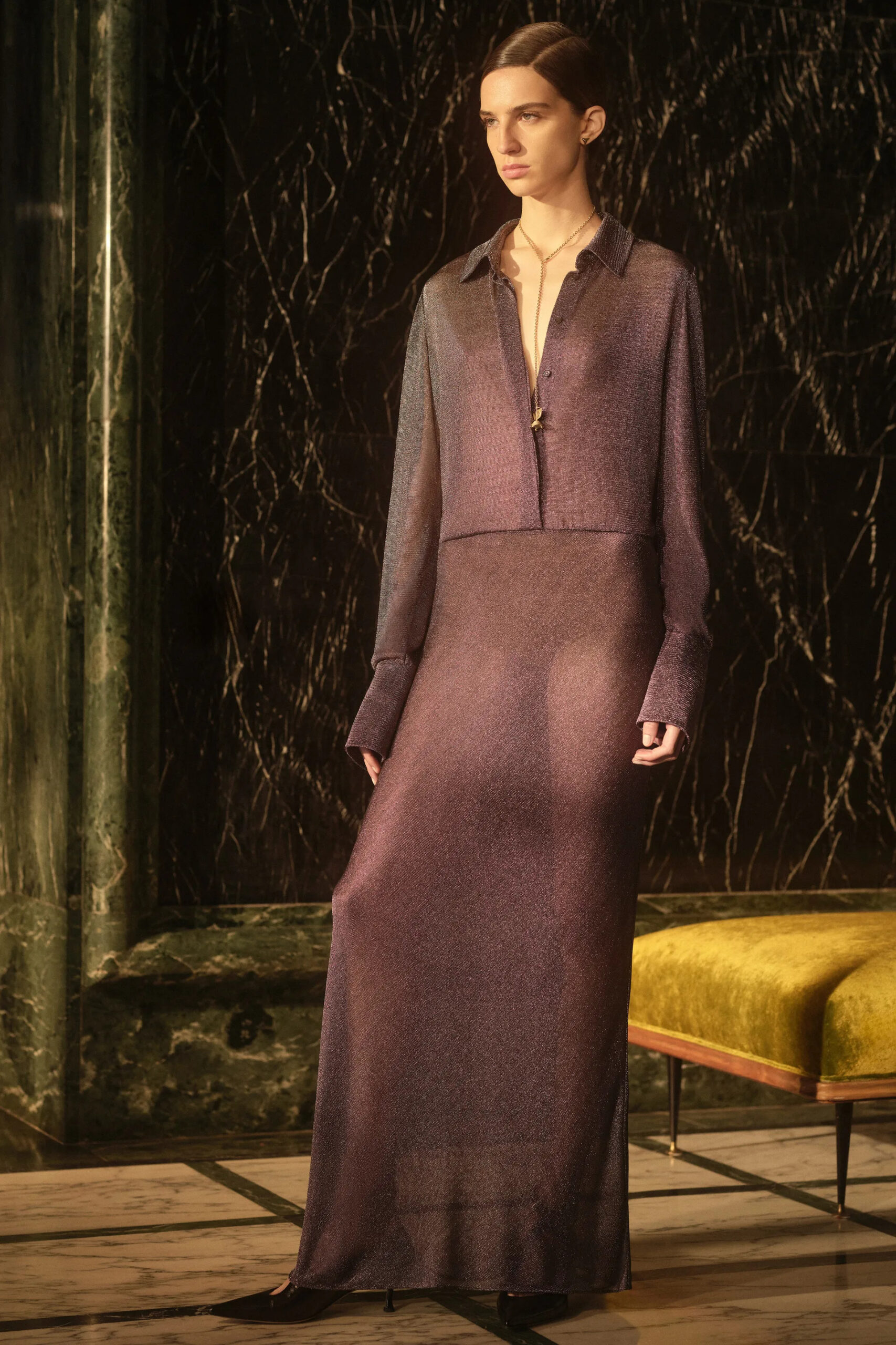 Espresso-toned fluid evening dress from Fendi Resort 2027
