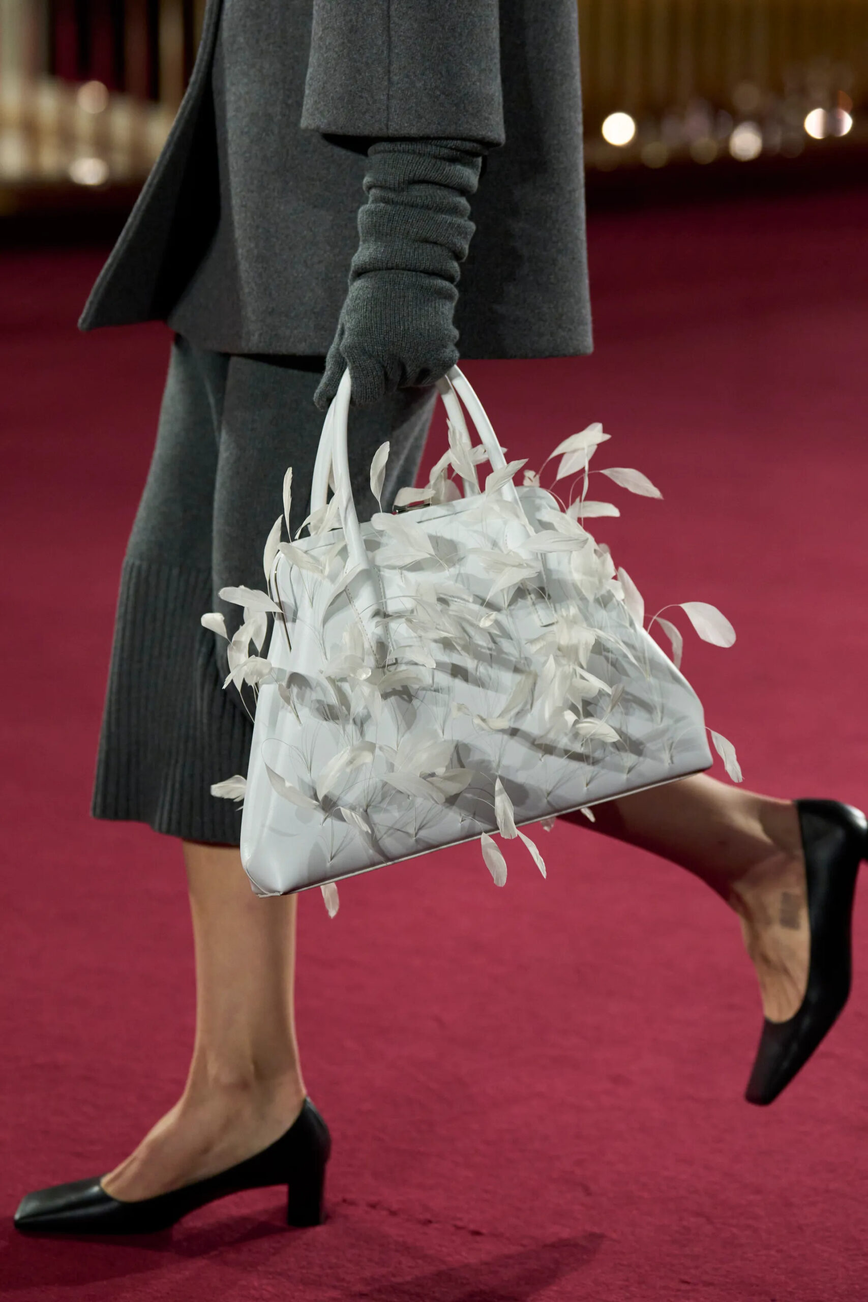 Michael Kors Collection white floral embellished handbag detail