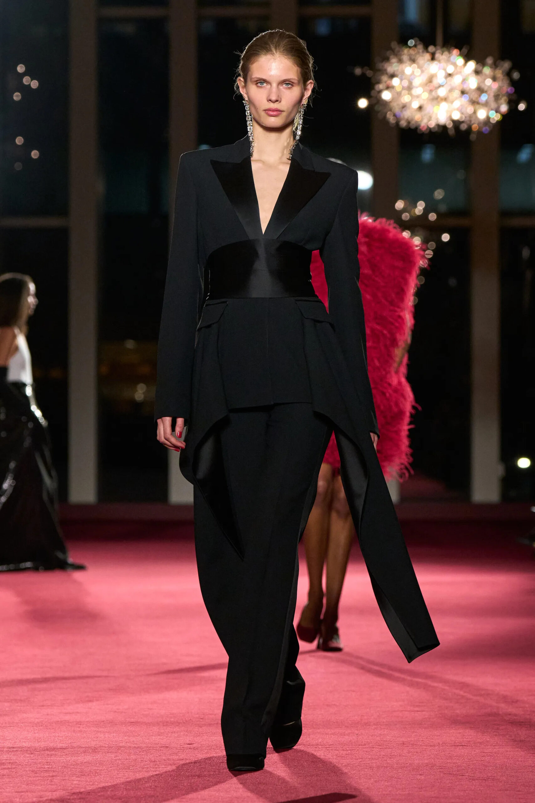 Michael Kors Collection black sculpted tuxedo runway look Fall Winter 2026