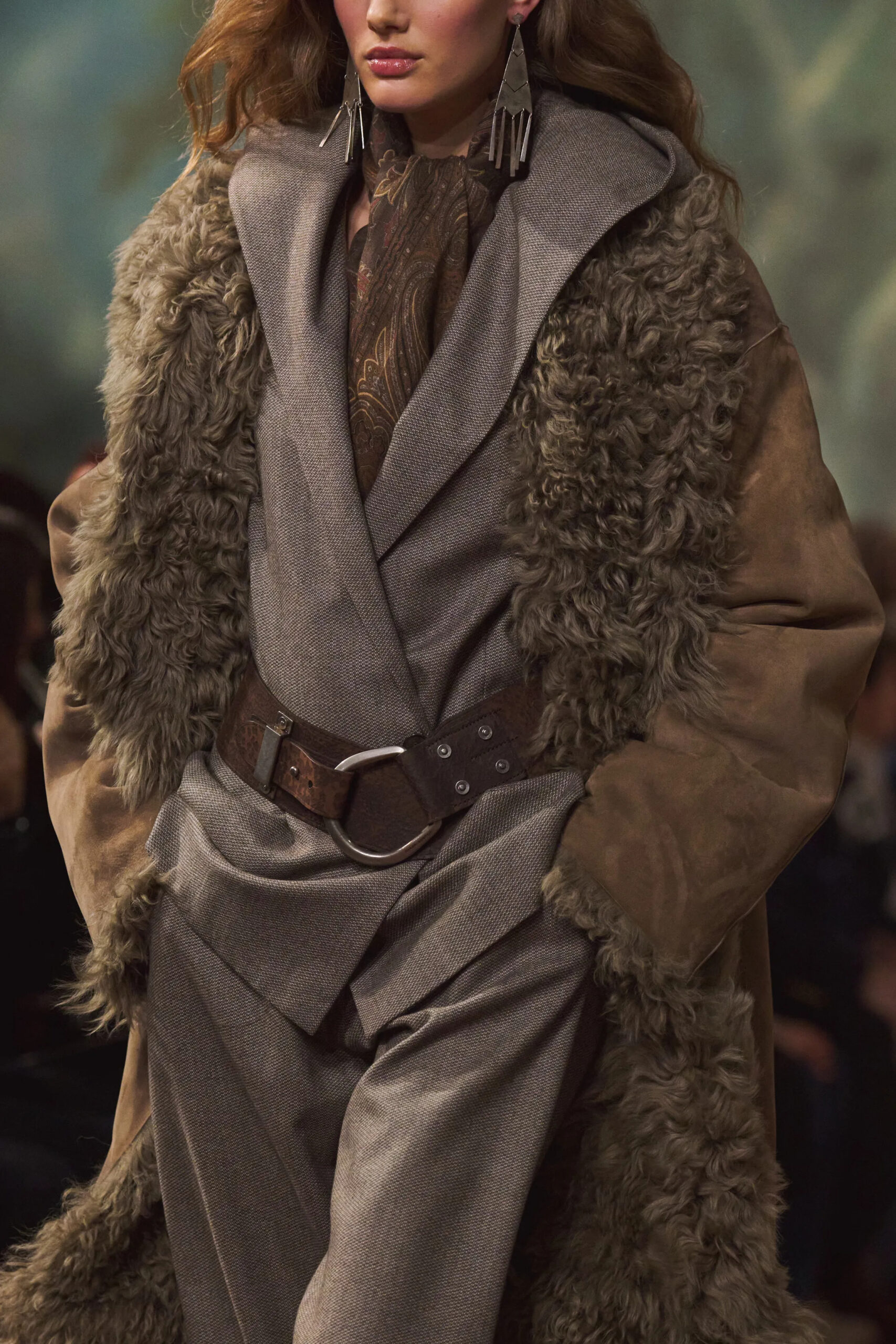 Shearling outerwear and statement jewelry from Ralph Lauren Fall Winter 2026