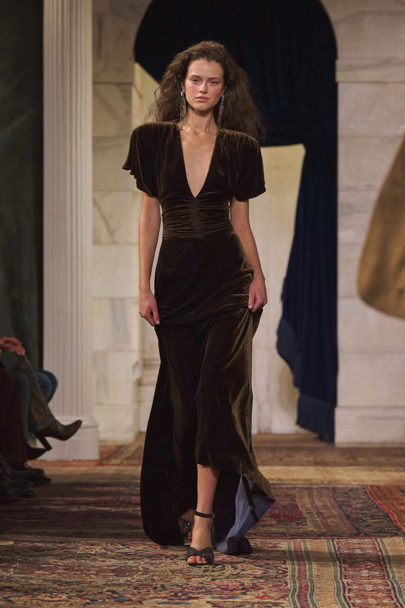 Deep velvet evening gown from Ralph Lauren Fall Winter 2026 at New York Fashion Week