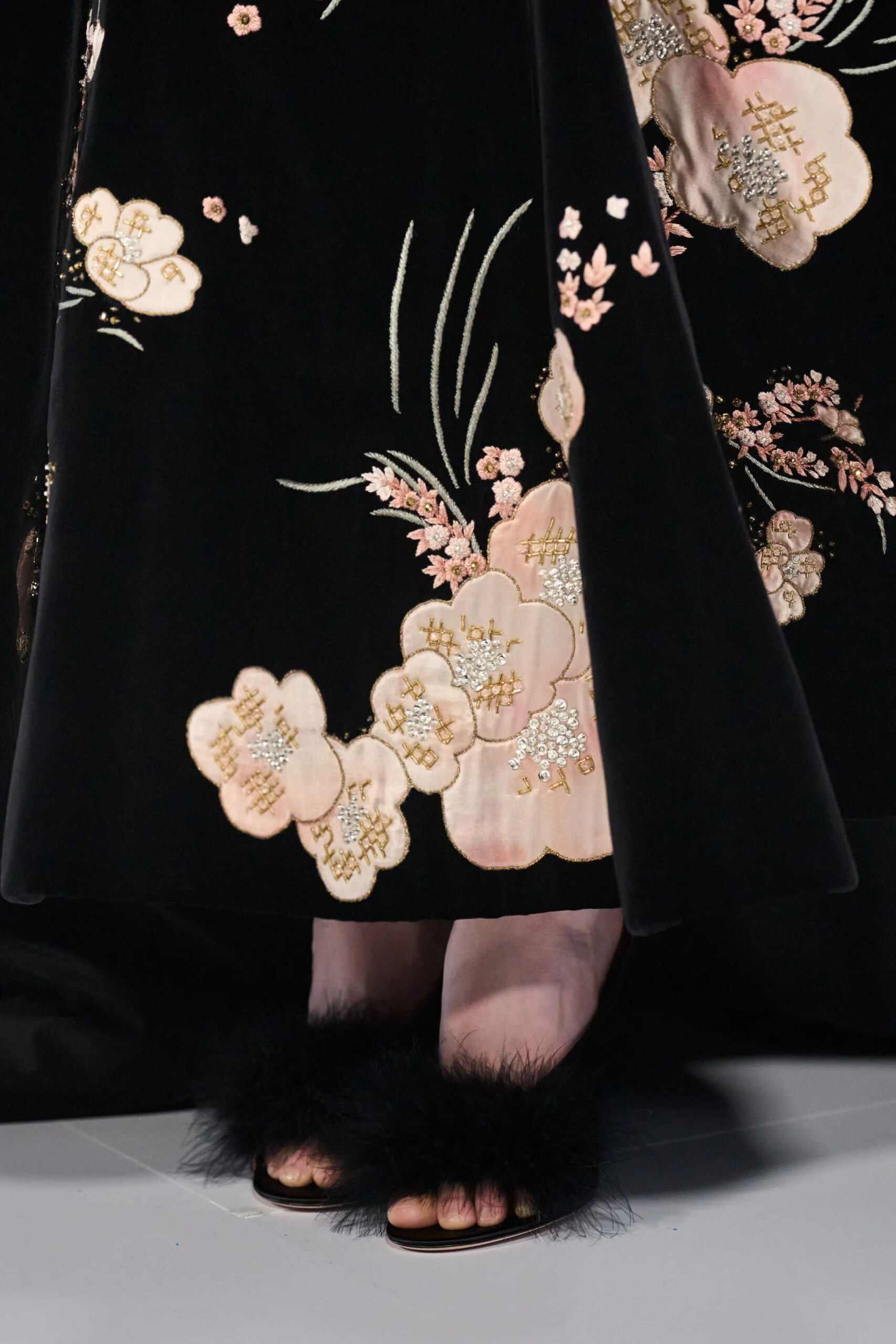 Crystal embroidered Valentino couture floral detail Spring 2026