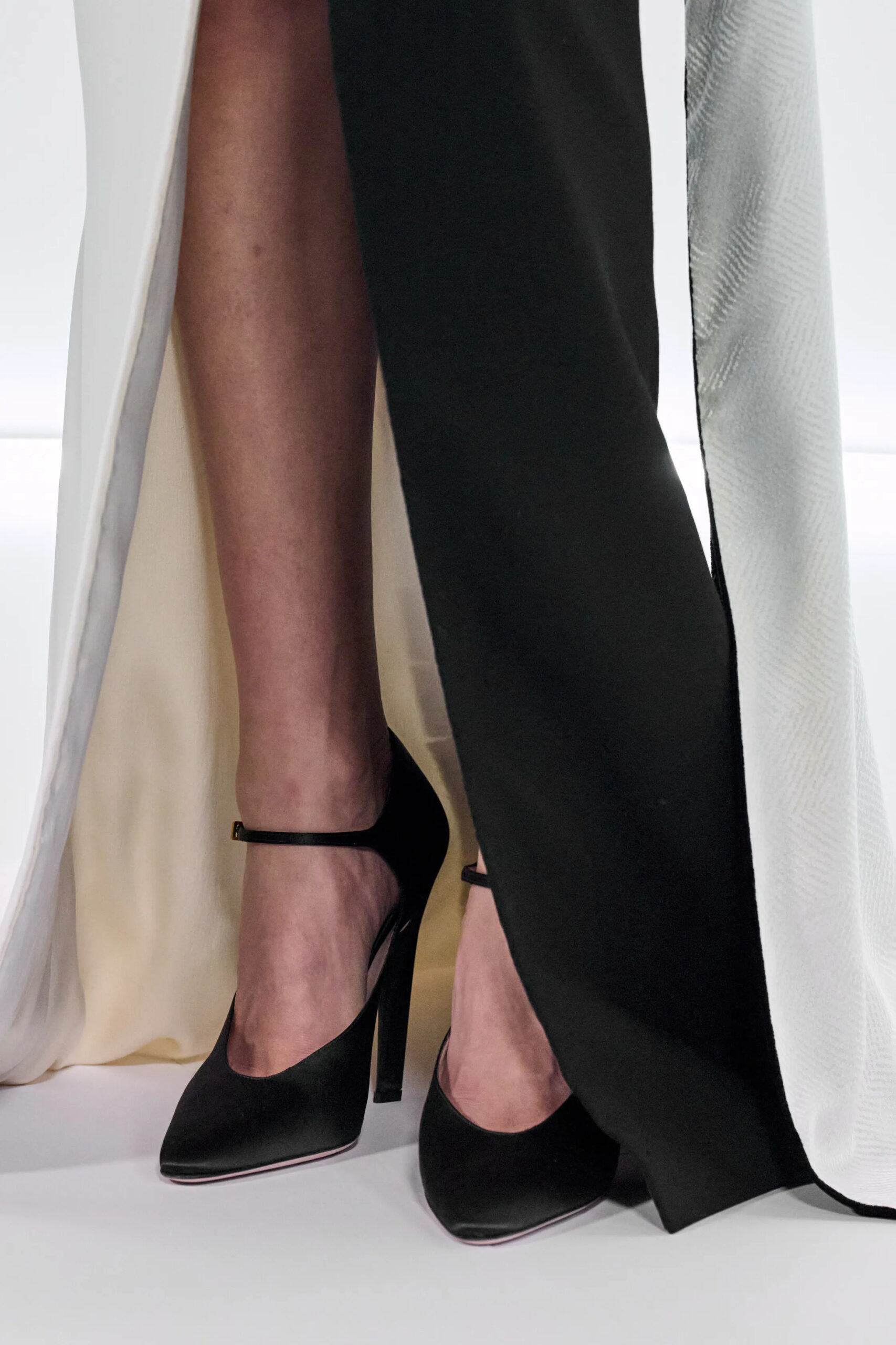 Black satin Valentino couture heels Spring 2026