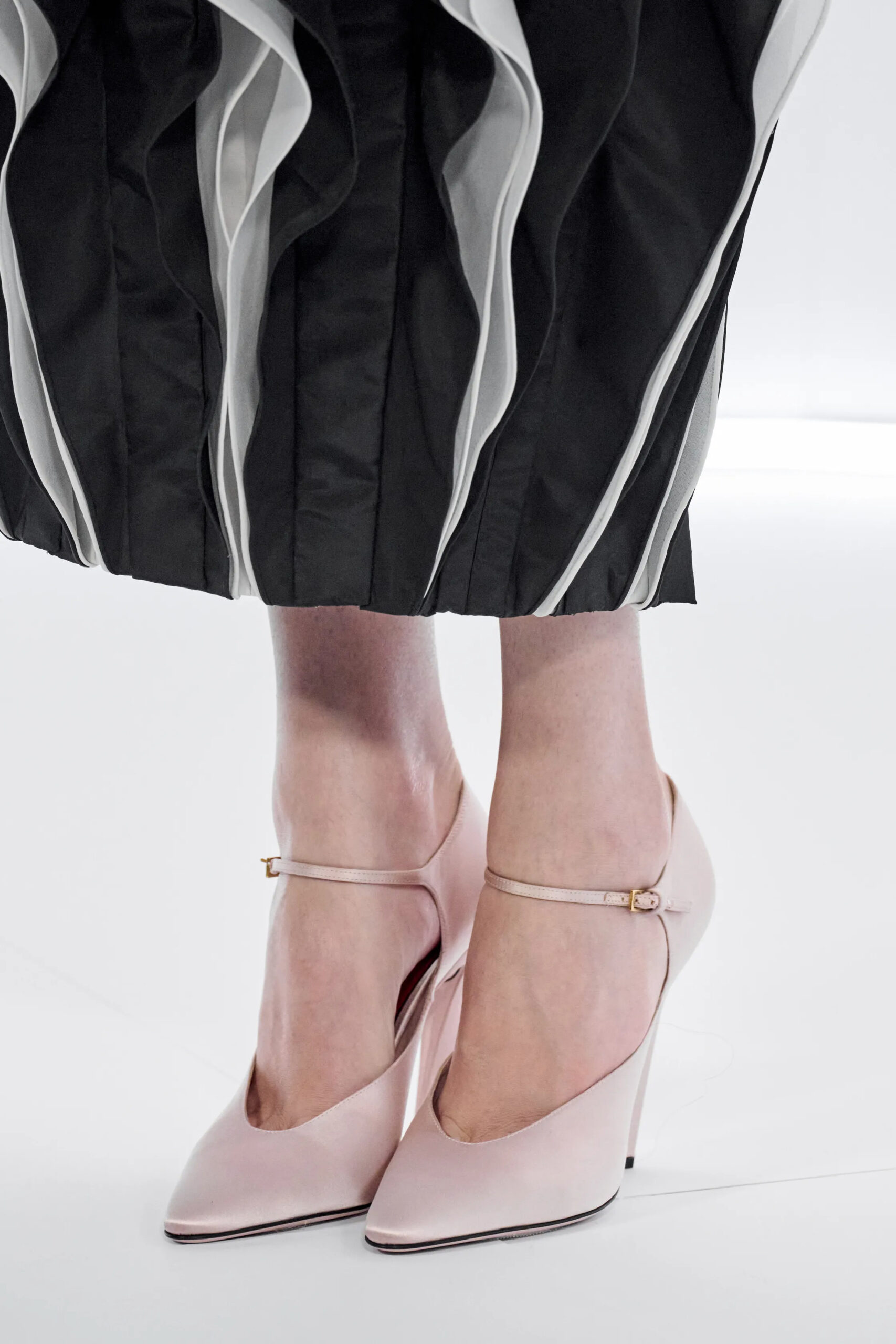 Black and white Valentino couture ruffle construction detail Spring 2026