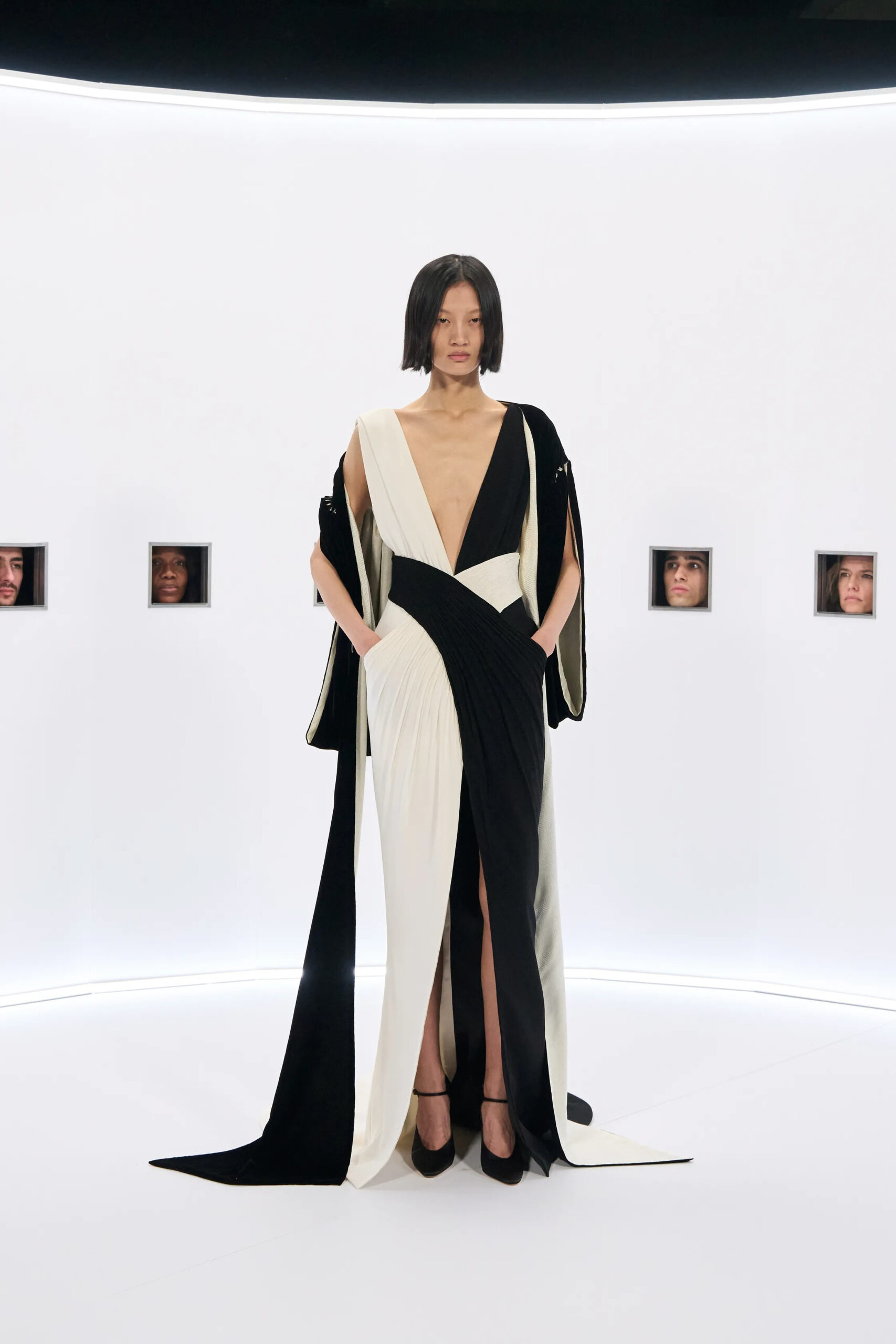 Black and ivory sculptural Valentino couture gown Spring 2026