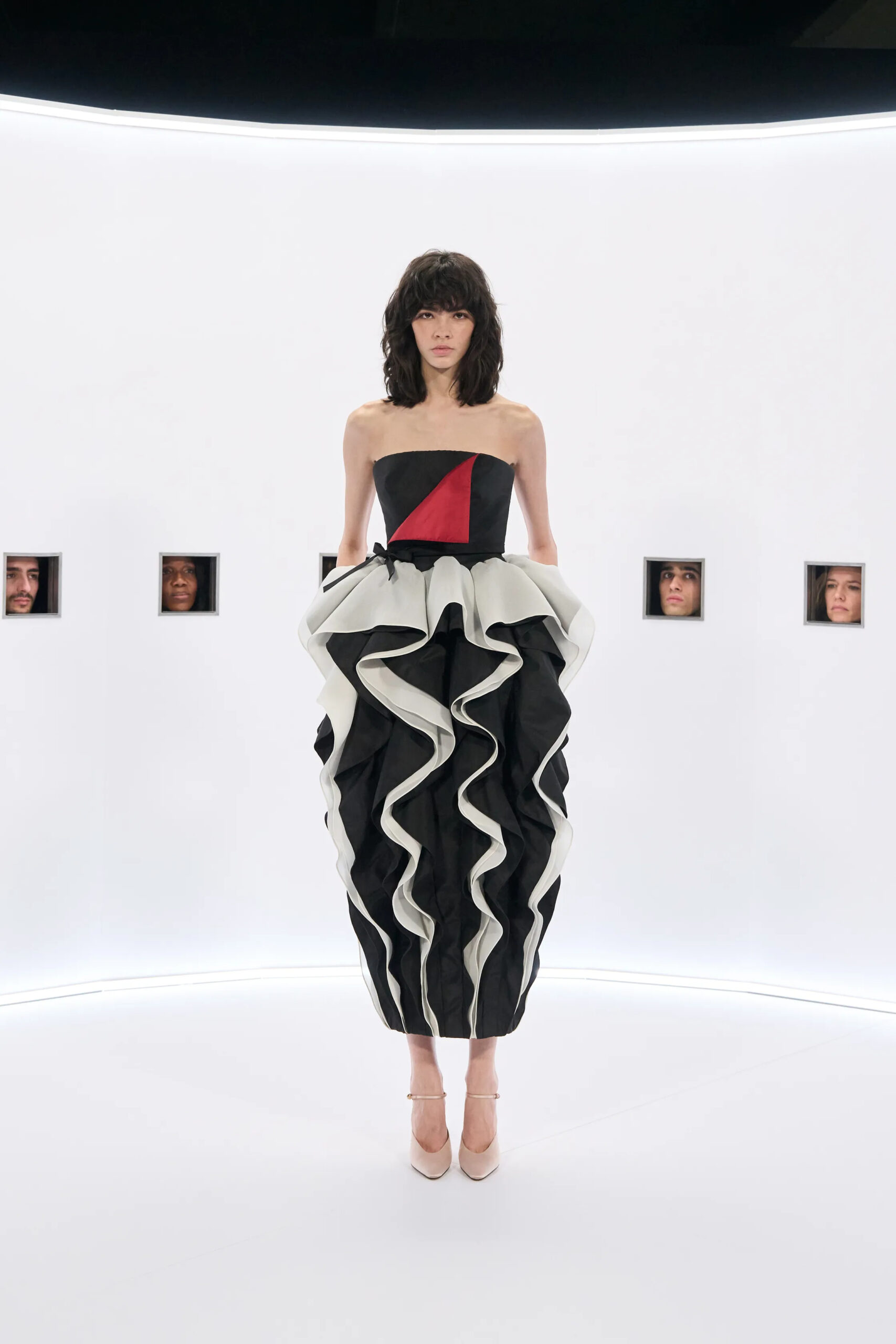 Black and white sculptural Valentino couture dress Spring 2026