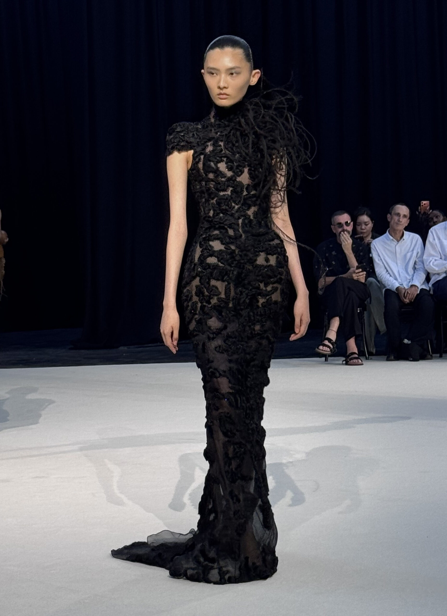 Black embroidered couture gown from Ashi Studio Fall/Winter 2026–2027 Haute Couture by Mohammed Ashi during Paris Haute Couture Week