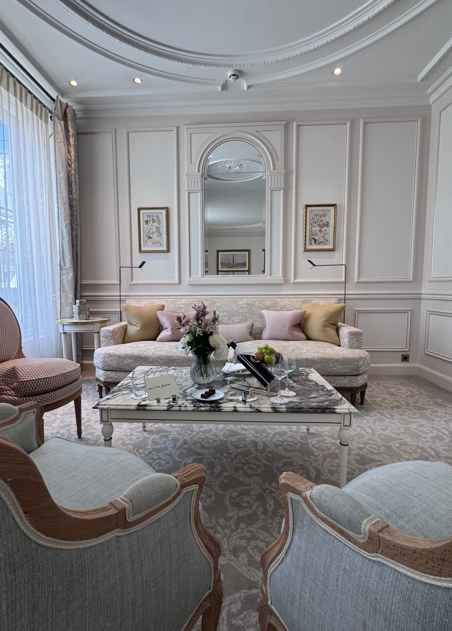The elegant interior of a suite at Le Meurice in Paris during Haute Couture Week Fall/Winter 2026–2027.