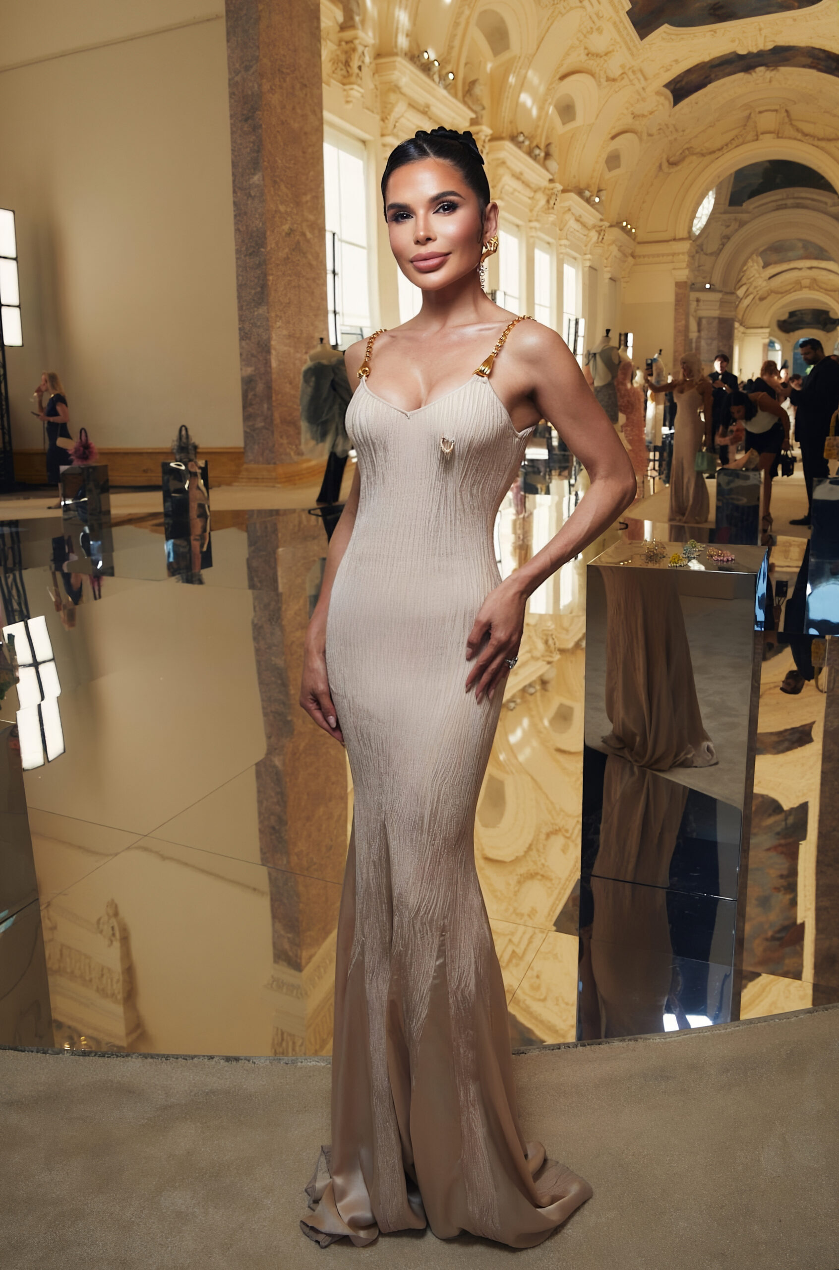 Victoria Barbara wearing Schiaparelli inside the private couture presentation at the Petit Palais during Paris Haute Couture Week Fall Winter 2026–2027
