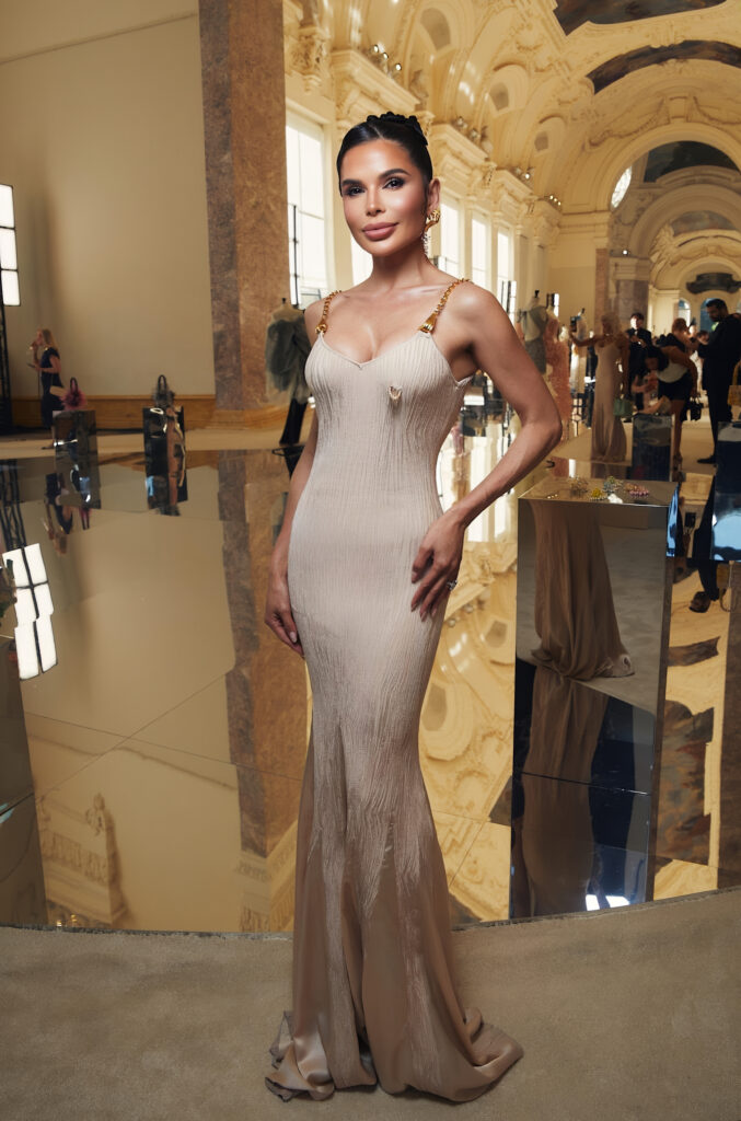Victoria Barbara wearing Schiaparelli inside the private couture presentation at the Petit Palais during Paris Haute Couture Week Fall Winter 2026–2027